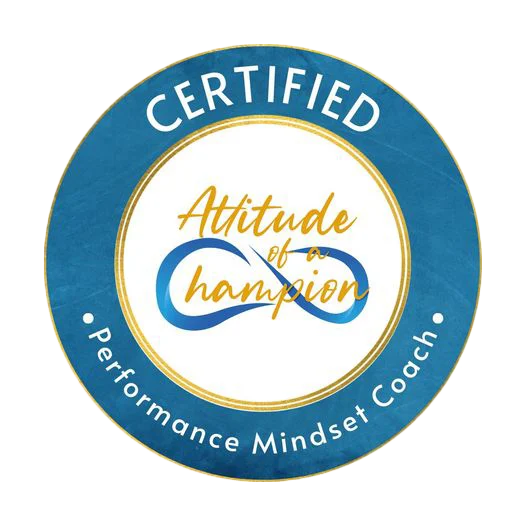 Caryn Bird certificate seal showing “Attitude of a Champion” branding design.